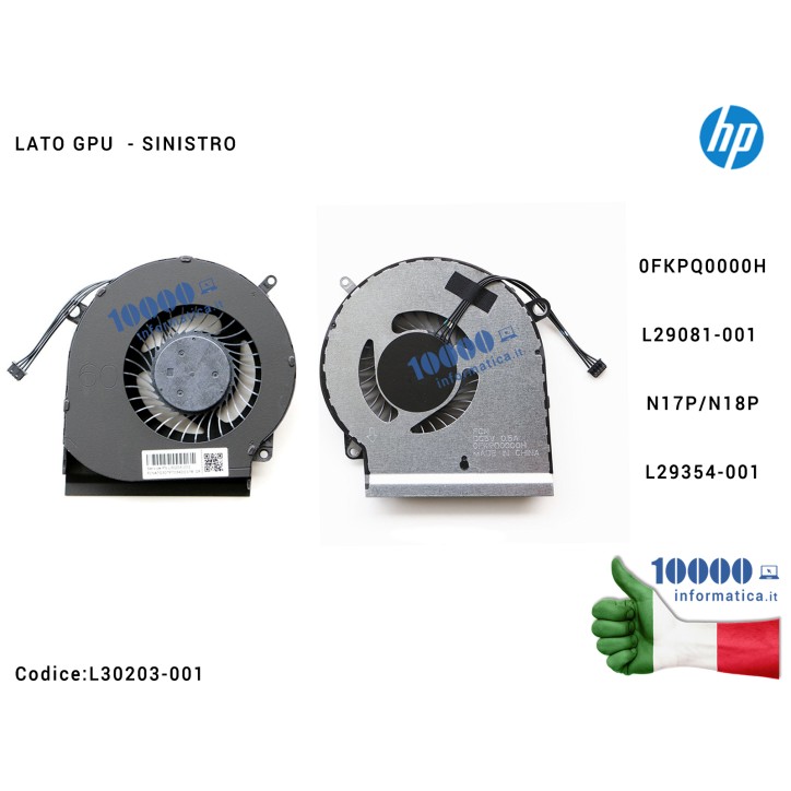 Ventola di Raffreddamento Fan GPU HP 15-DC 15-DC0004TX 15-DC0005 15-DC0007 15-DC0009 15-DC0011 15-DC0013TX 0FKPQ0000H Left L2908