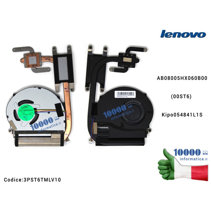 Ventola Fan con Dissipatore Heatsink CPU LENOVO FLEX 14 FLEX 15 FLEX 14D FLEX 15D AB08005HX060B00 (00ST6) Kipo054841L1S Ventola Fan con Dissipatore Heatsink CPU LENOVO FLEX 14 FLEX 15 FLEX 14D FLEX 15D AB08005HX060B00 (00ST6) Kipo054841L1S