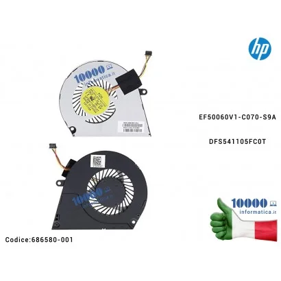 686580-001 Ventola Fan CPU HP Envy 4 Envy 6 4-1000 6-1000 Envy Pro 4-B000 TPN-C102 TPN-C103 686580-001 EF50060V1-C070-S9A DFS...