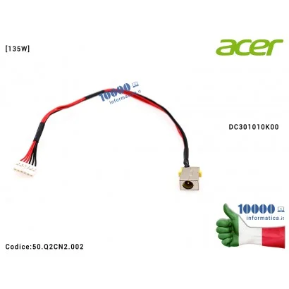 50.Q2CN2.002 Connettore DC Power Jack [135W] ACER Aspire AN515-41 AN515-42 AN515-52 AN515-53 Nitro AN515-41 AN515-42 AN515-51...