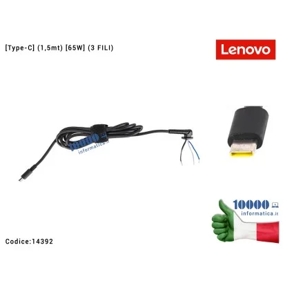 14392 Cavo con Connettore per Alimentatore LENOVO [Type-C] (1,5mt) [65W] (3 FILI)