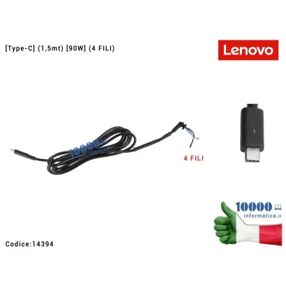 14394 Cavo con Connettore per Alimentatore LENOVO [Type-C] (1,5mt) [90W] (4 FILI)