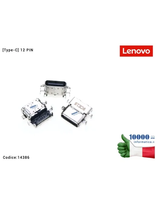 14386 Connettore di Alimentazione USB C Tipo C (12 PIN) LENOVO ThinkPad E480 E485 E580 E585
