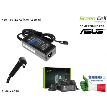 AD40 Alimentatore Green Cell 45W 19V 2,37A [4,0x1,35mm] Compatibile per ASUS ZenBook BX21A
