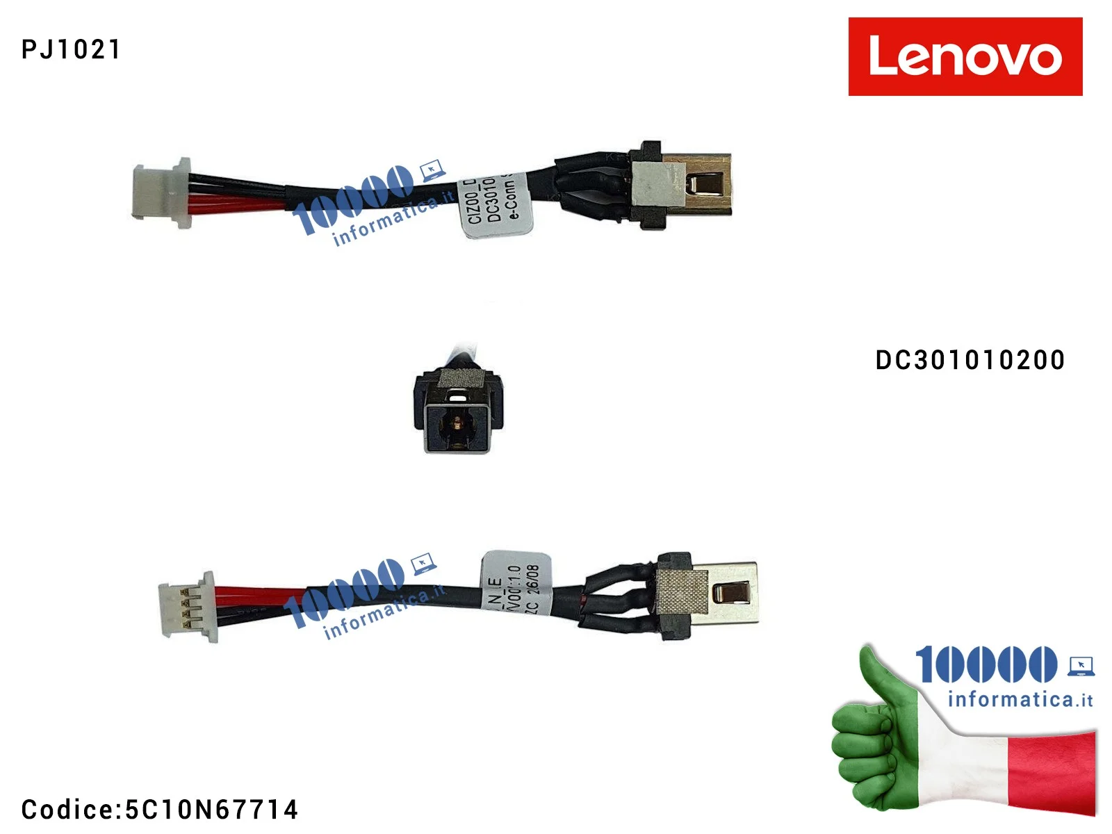 5C10N67714 Connettore DC Power Jack PJ1021 LENOVO Yoga 520-14 520-14IKB (80X8) (80YM) (81C8) IdeaPad 320S-14IKB (80X4) 520S-1...