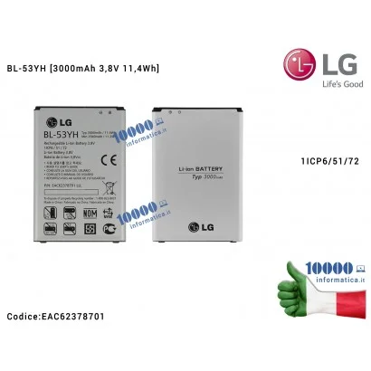 EAC62378701 Batteria BL-53YH LG D855 G3 [3000mAh 3,8V 11,4Wh] 1ICP6/51/72