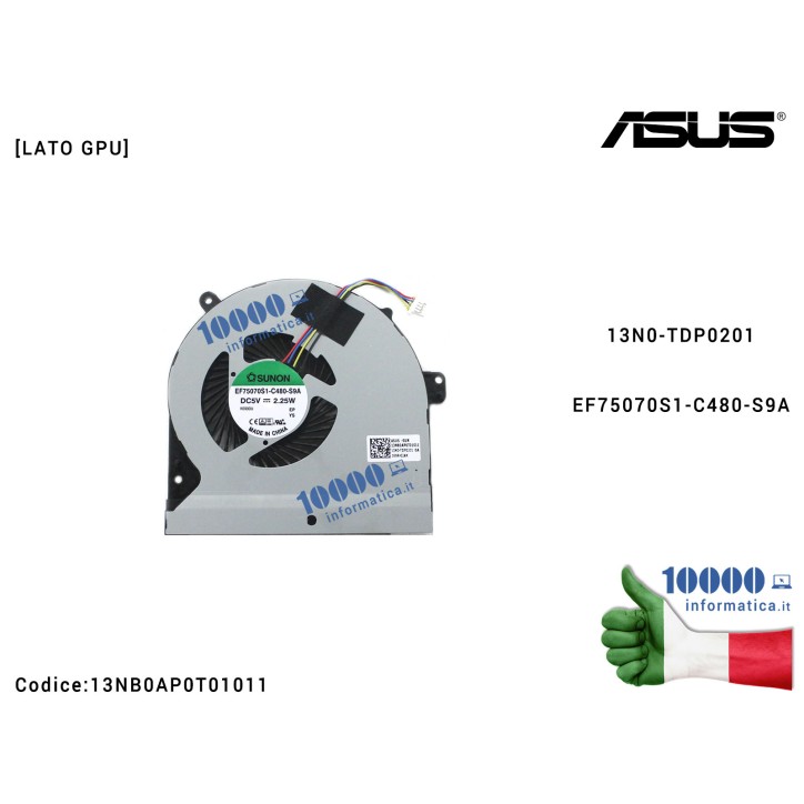 Ventola di Raffreddamento Fan GPU ASUS ROG Strix GL502VT GL502V 13N0-TDP0201EF75070S1-C480-S9A Ventola di Raffreddamento Fan GPU ASUS ROG Strix GL502VT GL502V 13N0-TDP0201EF75070S1-C480-S9A