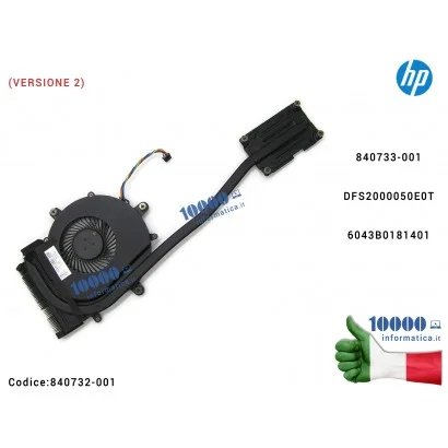 840732-001 Dissipatore + Ventola Fan CPU HP ProBook 650 655 G2 G3 [4 PIN] (VERSIONE 2) 840733-001 DFS2000050E0T 6043B0181401