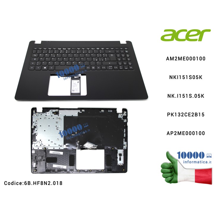 Tastiera Italiana Completa di Top Case Superiore ACER Aspire A315-42 A315-54 A315-54K AM2ME000100 NKI151S05K NK.I151S.05K PK132C