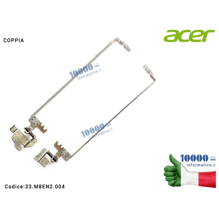 Cerniere Hinges ACER Aspire E1-572 E1-572G V5-561G E1-510 E1-530 E1-530G E1-532 E1-570 Travelmate P255-M [COPPIA] AM0VR000300 AM