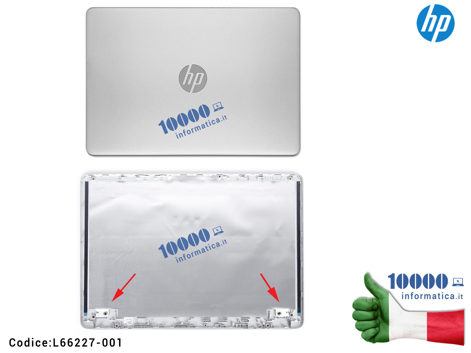 L66227-001 Cover LCD HP Pavilion 14-DQ 14-DR 14-FQ 14S-FR 14S-FQ TPN-Q221 14-DQ0000 (SILVER) L66227-001 EA0PA001010