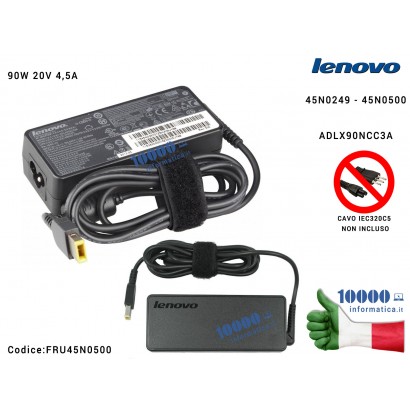 45N0500 Alimentatore LENOVO 90W 20V 4,5A [11 x 3mm] rettangolare 3620060436200608 36200612 45N0249 45N0500 ADLX90NCC3A FRU45N...