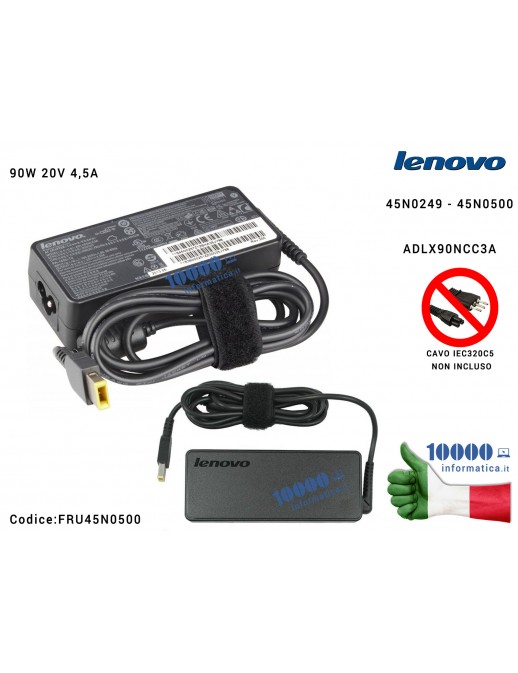 45N0500 Alimentatore LENOVO 90W 20V 4,5A [11 x 3mm] rettangolare 3620060436200608 36200612 45N0249 45N0500 ADLX90NCC3A FRU45N...