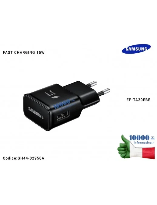 Caricabatterie USB [15W] SAMSUNG (NERO) EP-TA20EBE (BULK) Galaxy S8 S8 Plus SM-G950F SM-G955F