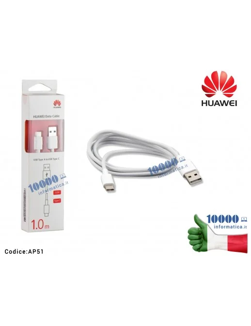 AP51 Cavo Dati Ricarica USB TYPE C HUAWEI P9 PLUS P9+ 1 MT 2A [BIANCO]