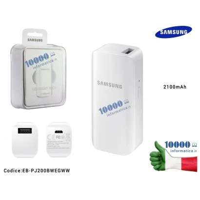 EB-PJ200BWEGWW Batteria Esterna Portatile USB Power Bank SAMSUNG 2100mAh [BIANCO]