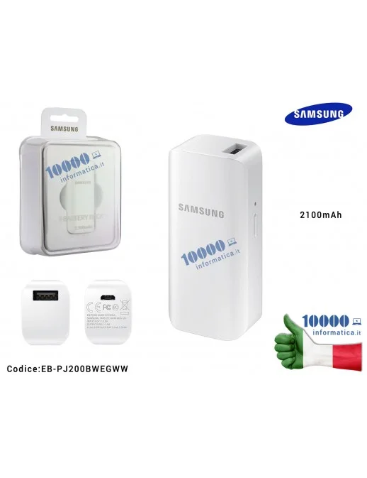 EB-PJ200BWEGWW Batteria Esterna Portatile USB Power Bank SAMSUNG 2100mAh [BIANCO]