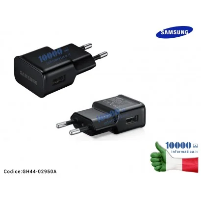 GH44-02950A Caricabatterie USB [15W] SAMSUNG (NERO) EP-TA20EBE (BULK) Galaxy S8 S8 Plus SM-G950F SM-G955F
