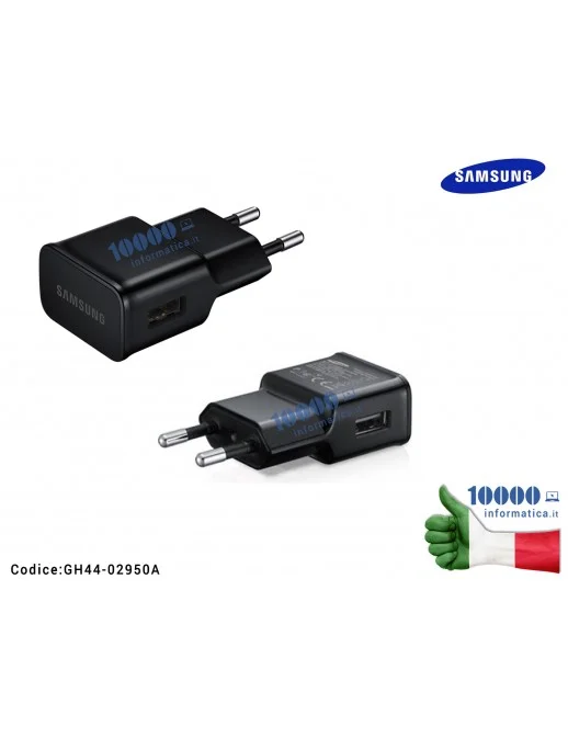 GH44-02950A Caricabatterie USB [15W] SAMSUNG (NERO) EP-TA20EBE (BULK) Galaxy S8 S8 Plus SM-G950F SM-G955F