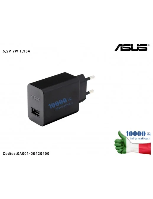 0A001-00420400 Alimentatore USB ASUS [7W 5,2V 1,35A] AD2061020 ME173X ME102A ME175KG ME180A ME372CG ME372CG ME373CG ME560CG Z...
