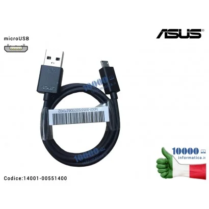 14001-00551400 Cavo Dati Ricarica microUSB ASUS [NERO] Smartphone ZenFone ZenPad 14001-00551300 14001-00551400 14G000515821 1...
