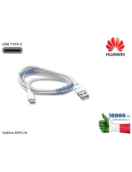 AP51/A Cavo Dati Ricarica USB TYPE C HUAWEI P9 PLUS P9+ 1 MT 2A [BIANCO]