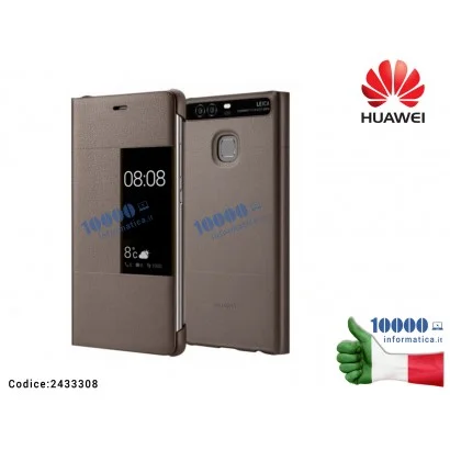 2433308 Cover Custodia Pelle S-View Case HUAWEI P9+ PLUS [MARRONE]