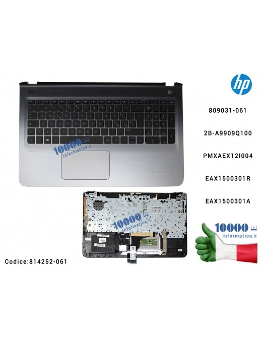 Tastiera Italiana Completa di Top Case Superiore Palmrest HP Pavilion 15-AB 15-AB249NL [NERO/SILVER] 814252-061 809031-061