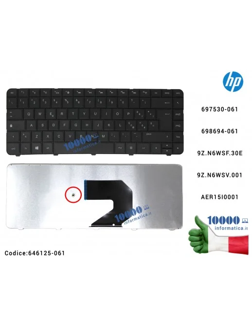 646125-061 Tastiera Italiana HP 250 G1 255 G1 G4-1000 G6-1000 G6T CQ43 CQ57 CQ58 630 650 (NERA) 6037B00570016037B0059201 6037...