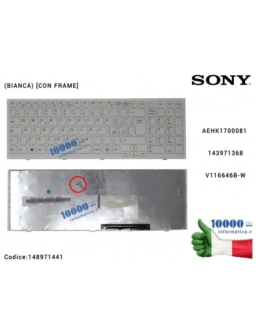 148971441 Tastiera Italiana SONY VPC-EH VPCEH PCG-71911M PCG-71811M (BIANCA) [CON FRAME] AEHK1I00020 15B03679 AEHK1700081 143...