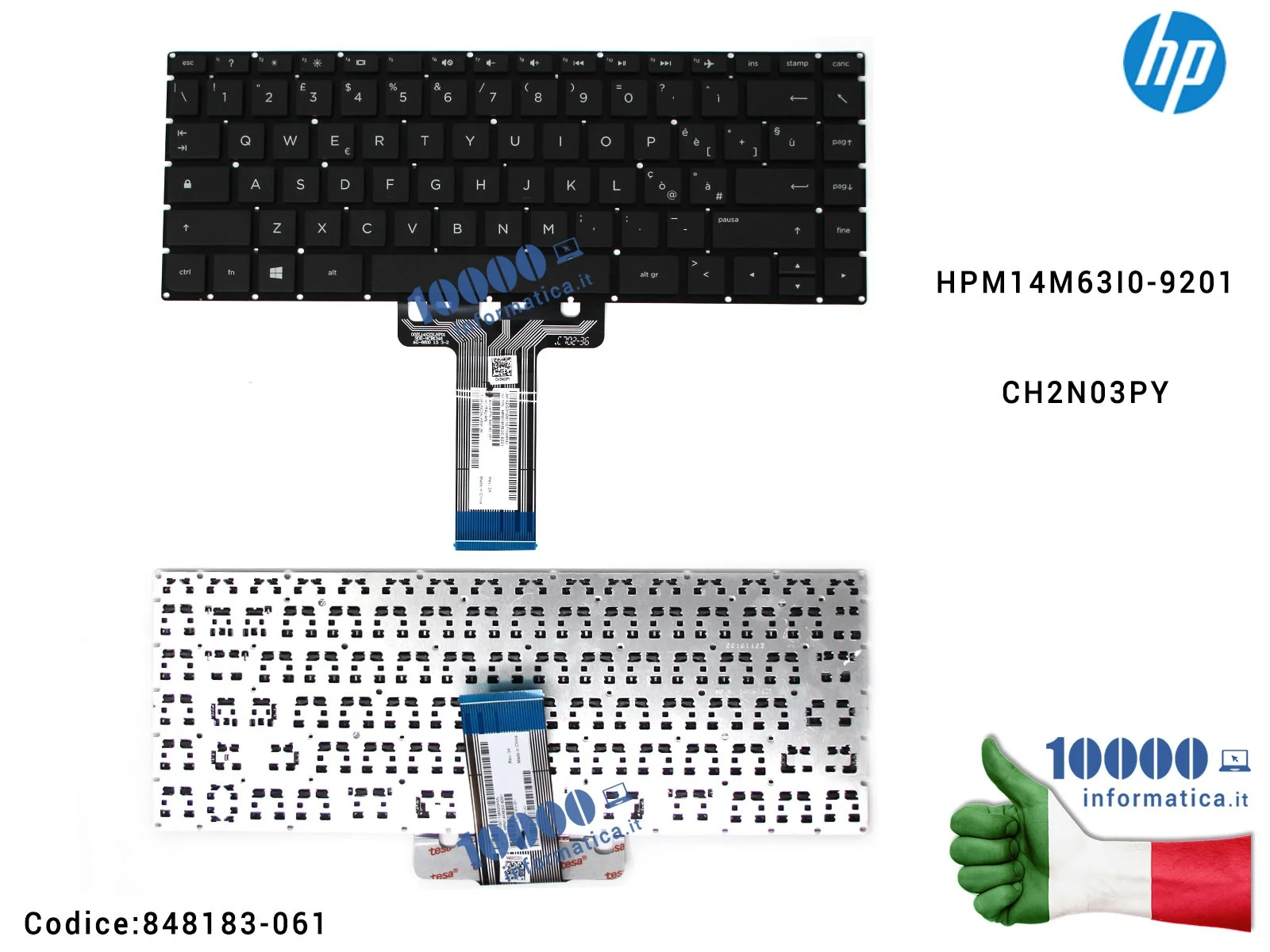 848183-061 Tastiera Italiana HP Pavilion 14-AB (NERA) (SENZA FRAME) HPM14M63I0-9201CH2N03PY