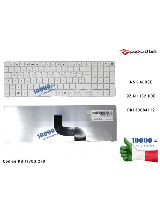 KB.I170G.270 Tastiera Italiana PACKARD BELL EasyNote TM81 TM86 TM87 TM89 TM94 TX86 GATEWAY NV50A NV55C (BIANCA) NSK-ALD0E 9Z....