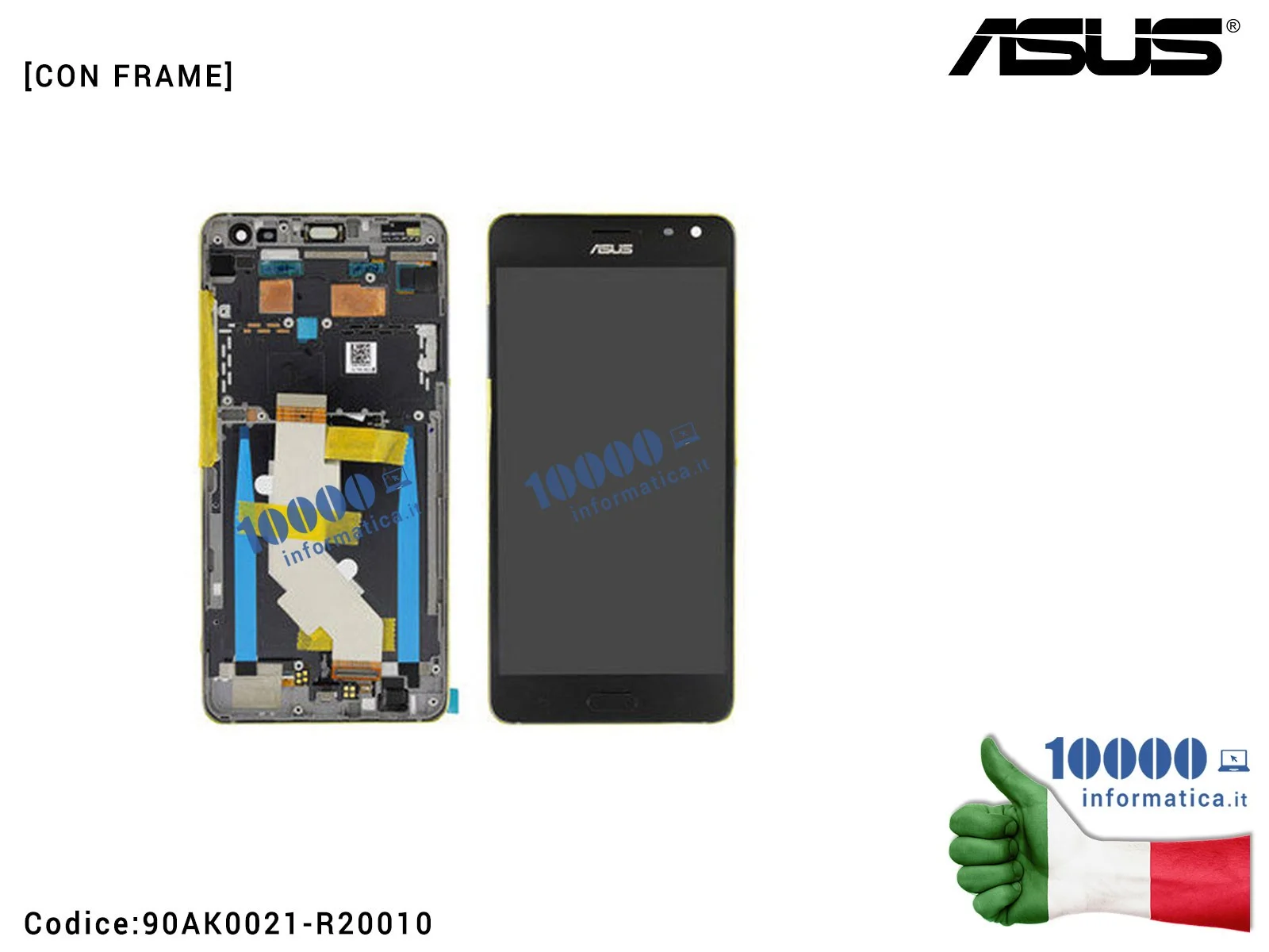 90AK0021-R20010 Display LCD con Vetro Touch Screen ASUS ZenFone AR ZS571KL (A002) Ares ZS572KL WQHD Super AMOLED 5"7 Slab