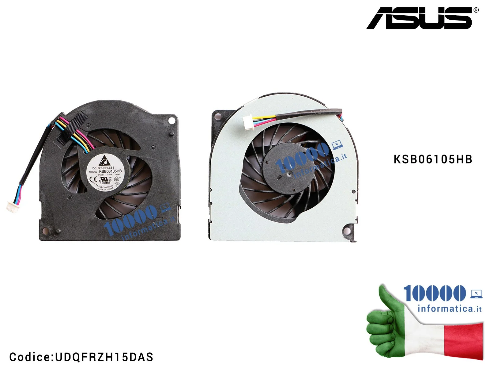 UDQFRZH15DAS Ventola di Raffreddamento Fan CPU ASUS K72F K72JR K72JK K72JT K72JU KSB06105HB UDQFRZH15DAS