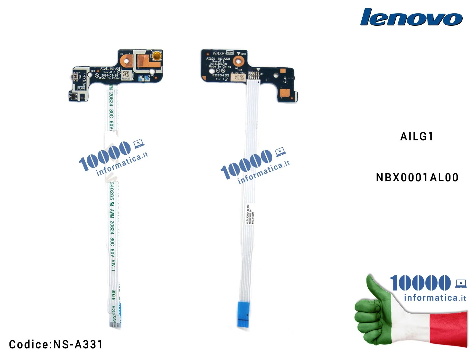 NS-A331 Pulsante di Accensione LENOVO G70-70 G70-50 G70-80 Z70-80 Power Button Switch Board AILG1 NBX0001AL00