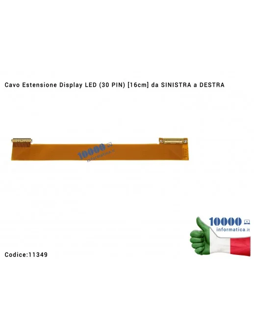 11349 Cavo Estensione Display LED (30 PIN) [16cm] da SINISTRA a DESTRA per panelli da 10,1" a 15,6"