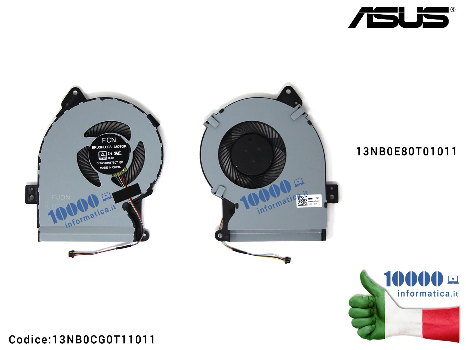 13NB0CG0T11011 Ventola Fan CPU ASUS VivoBook Max X541 X541N X541NA X541S X541SA X541U X541UA X541UJ X541UV 13NB0E80T01011 13N...