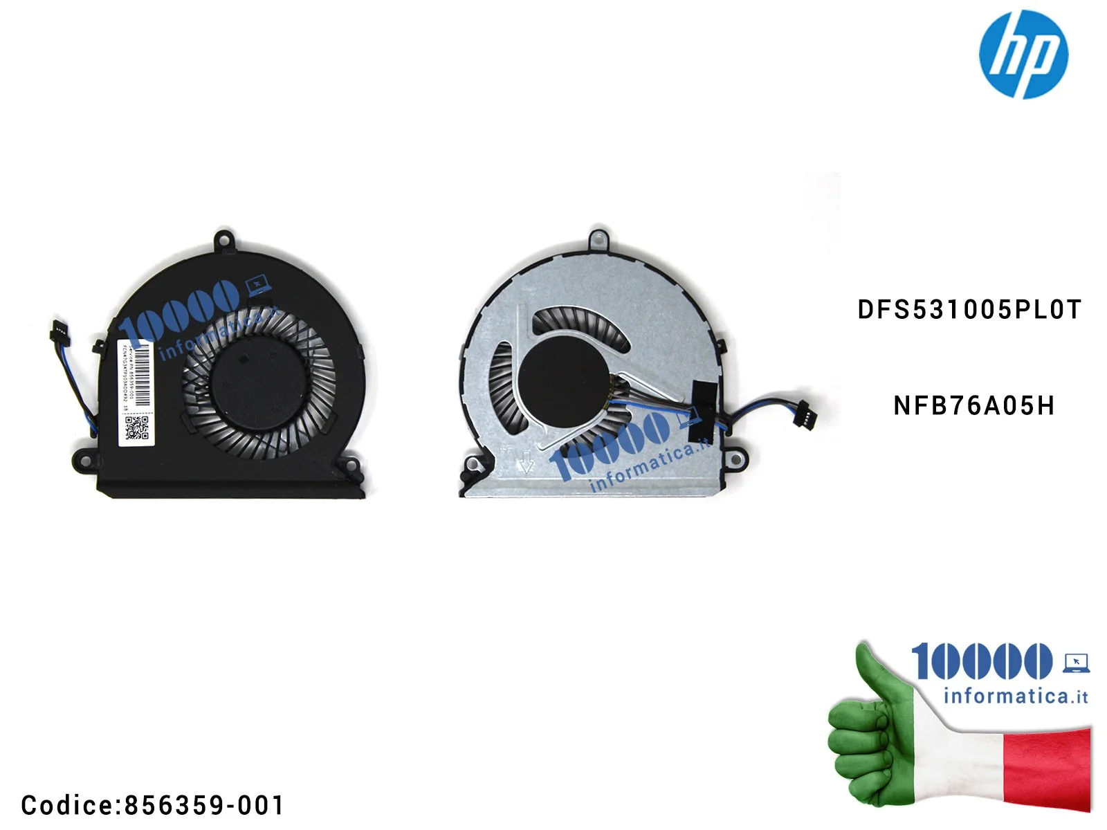 856359-001 Ventola di Raffreddamento Fan CPU HP Pavilion 15-AU 15-AU000 LENOVO V310-14ISK V310-15ISK E42-80 DFS531005PL0T NFB...