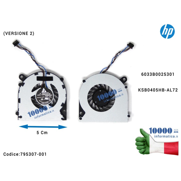 Ventola di Raffreddamento Fan CPU [5 cm] HP 260 G1 260 G2 (Versione 2) 6033B0025301 KSB0405HB-AL72