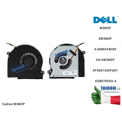 W3M3P Ventola Fan CPU DELL XPS 15 L501X L502X W3M3P 0W3M3P 4JGM6FAWI00 CN-0W3M3P DFS601305FQ0T KSB0705HA-A