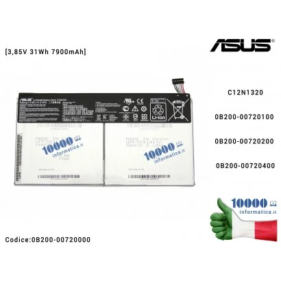 0B200-00720000 Batteria C12N1320 ASUS Transformer Book T100TA T100TAF T100TAM T100TAR [3,85V 31Wh 7900mAh] 0B200-00720100 0B2...