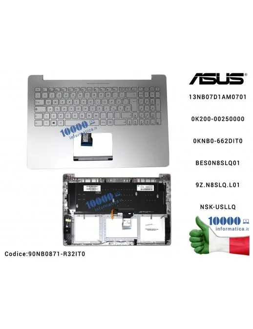 90NB0871-R32IT0 Tastiera Italiana Completa di Top Case Superiore ASUS (SILVER) ROG ZenBook Pro UX501 UX501J UX501JW ROG G501J...