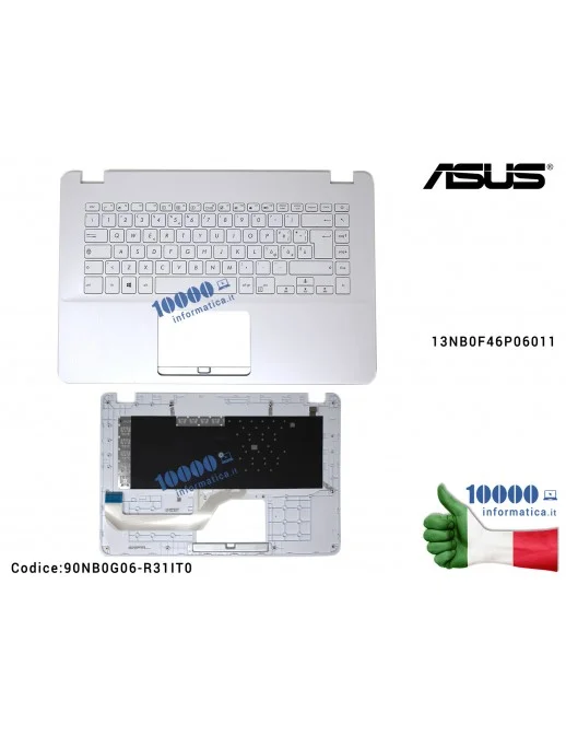 90NB0G06-R31IT0 Tastiera Italiana Completa di Top Case Superiore ASUS VivoBook X505B (Pearl White) X505BA X505BP F505BA S505B...