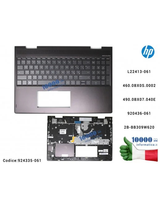 924335-061 Tastiera Italiana Completa di Top Case Superiore Palmrest HP Envy X360 15-BQ 15Z-BQ 15M-BQ TPN-W128