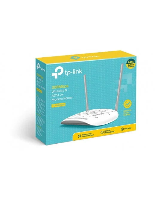 TD-W8961N TP-Link TD-W8961N Modem Router ADSL2+, Wireless N300 Mbps, 4 Porte Fast Ethernet, Incluso Filtro ADSL/RJ11, Cavo DS...