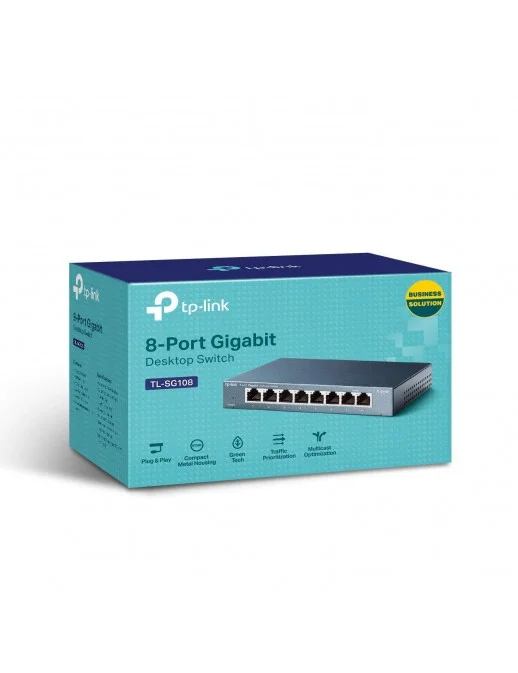 TL-SG108 TP-Link TL-SG108 Switch 8 Porte Gigabit, 10/100/1000 Mbps, Plug & Play, Nessuna Configurazione Richiesta, Struttura ...