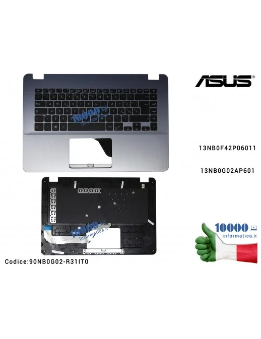 90NB0G02-R31IT0 Tastiera Italiana Completa di Top Case Superiore ASUS VivoBook X505B (Star Grey) X505BA X505BP F505BA S505BA ...
