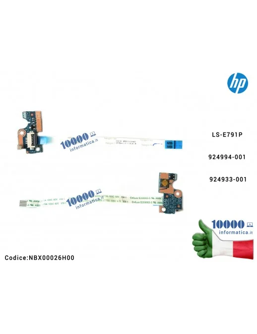 NBX00026H00 Pulsante Tasto Accensione Power Board HP Pavilion 250 G6 255 G6 15-BS 15T-BR 15Z-BW NBX00026H00 LS-E791P 924994-0...