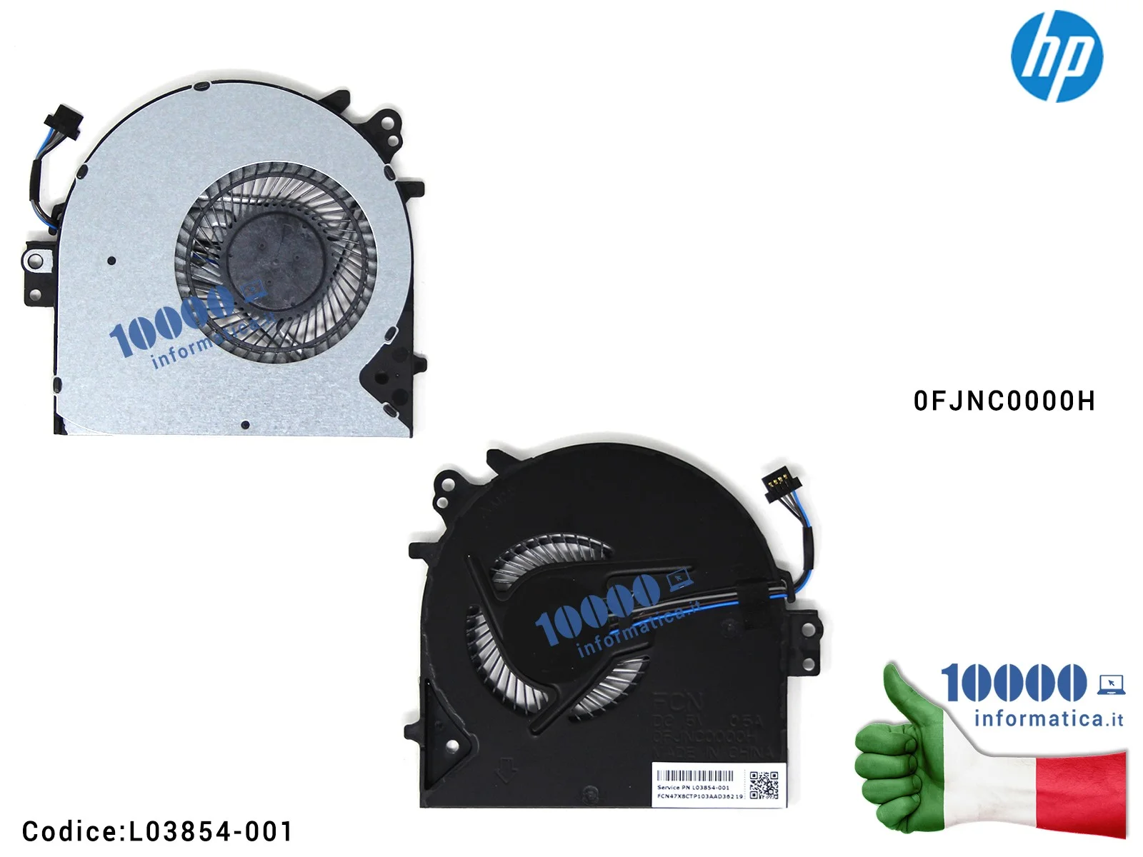 L03854-001 Ventola di Raffreddamento Fan CPU HP ProBook 450 G5 450 455 470 G5 0FJNC0000H