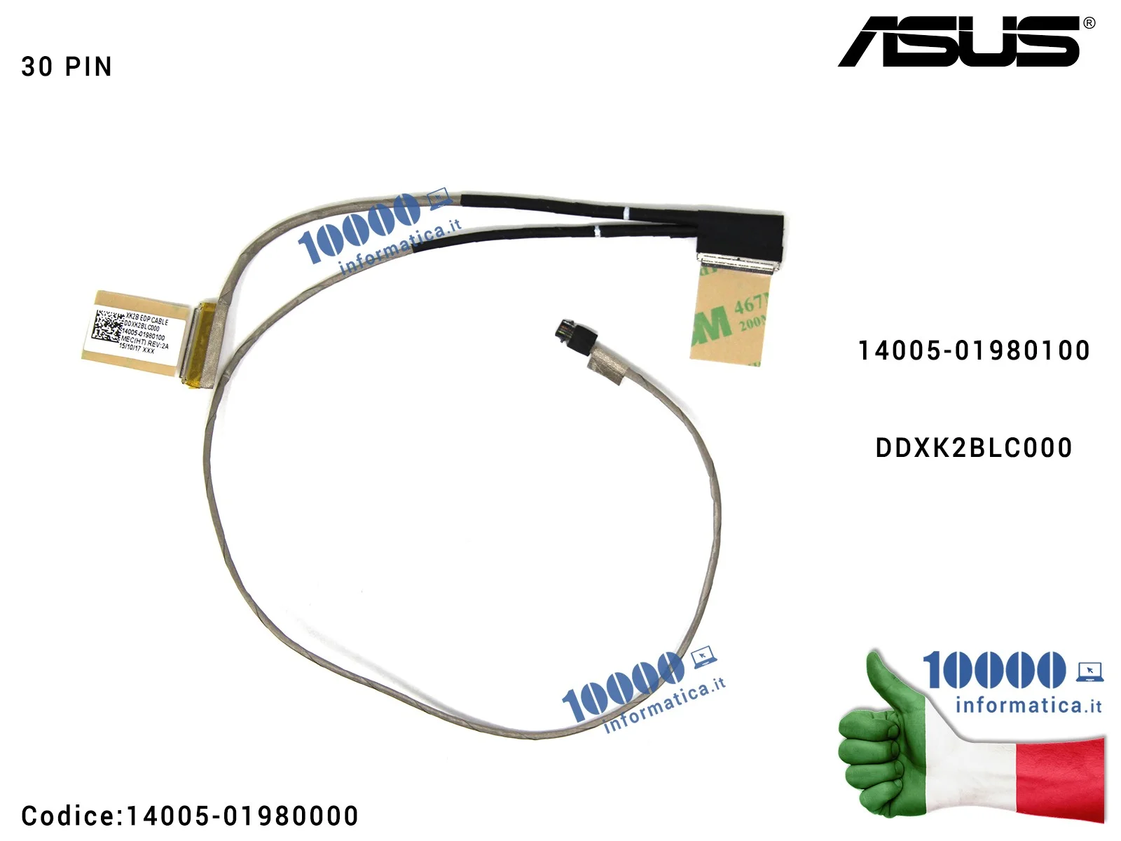 14005-01980000 Cavo Flat LCD ASUS VivoBook E200 E200H E200HA X206 X206H X206HA DDXK2BLC000 14005-01980100 14005-01980000